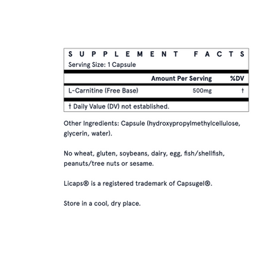 L-Carnitine - 500mg Veggie Licaps